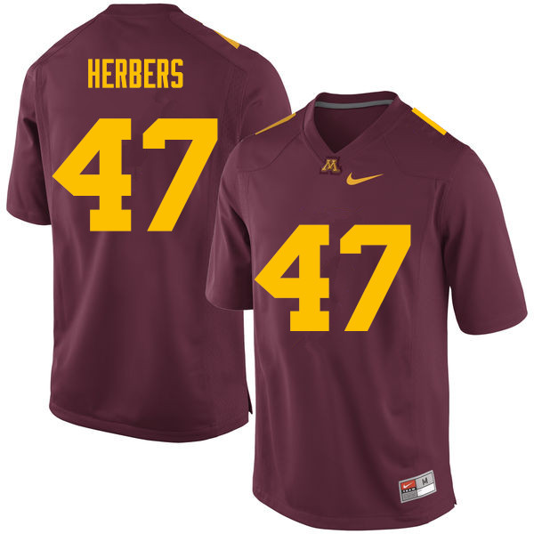 Men #47 Jacob Herbers Minnesota Golden Gophers College Football Jerseys Sale-Maroon